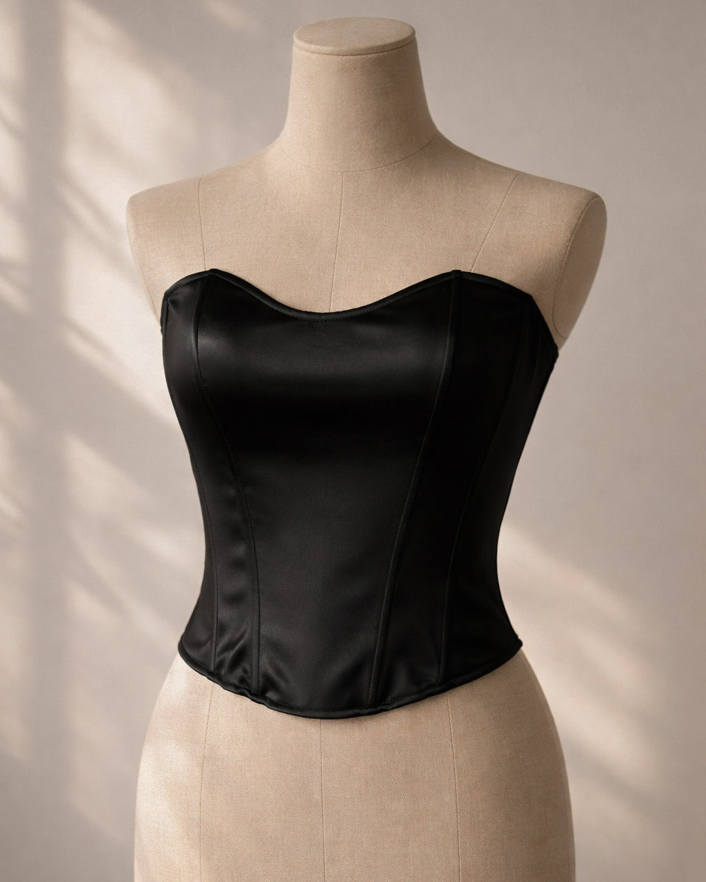 NOT YOUR SHAWTY BLACK BONING SATIN CORSET