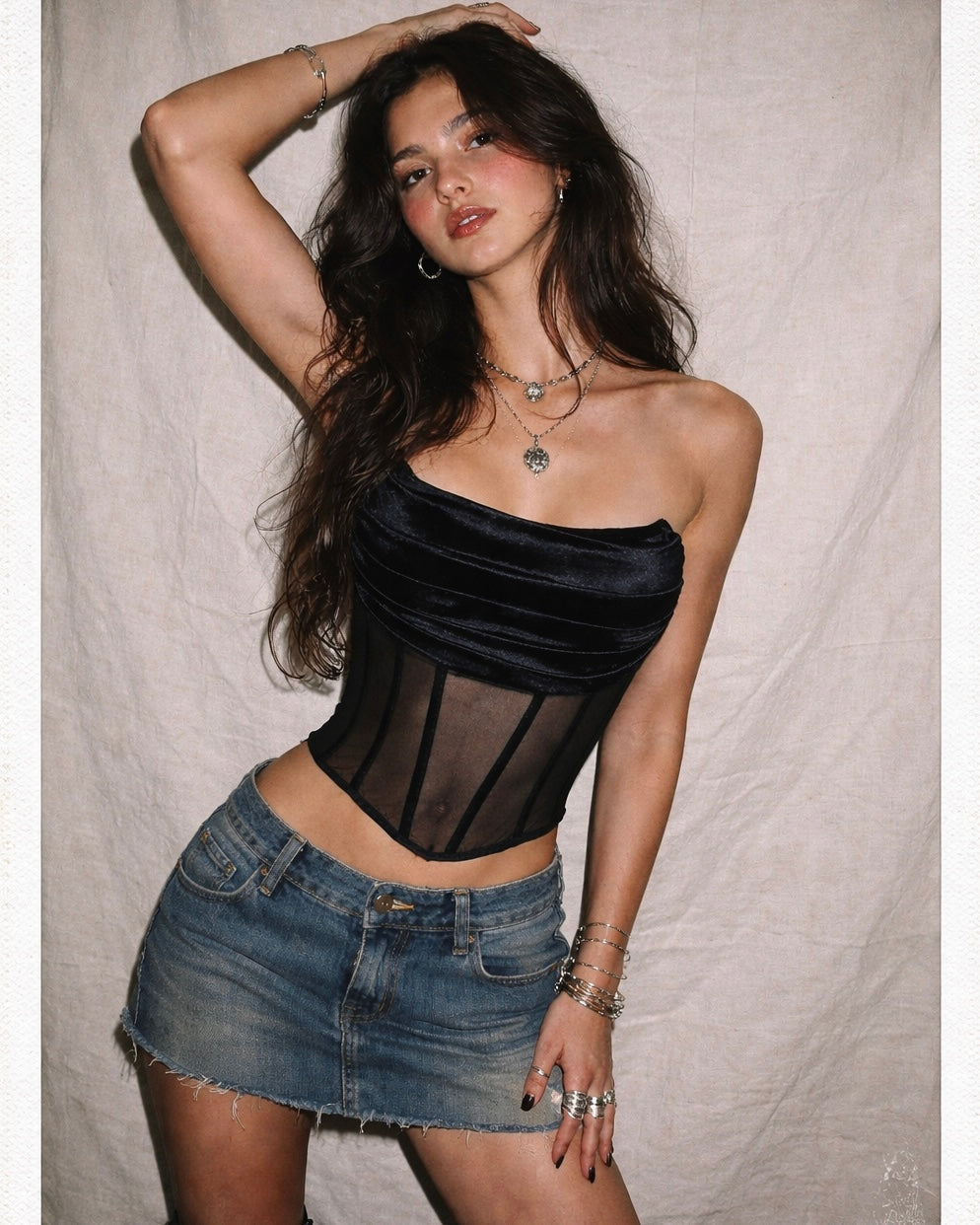 ETERNALLY YOURS DRAPED LUXE BLACK CORSET