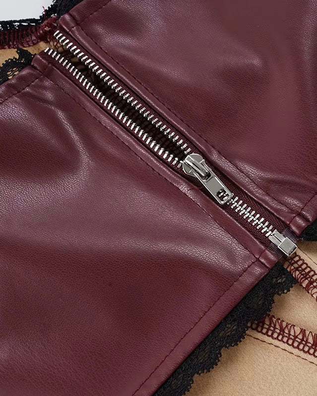 OLD LOVERS BURGUNDY FAUX LEATHER TOP