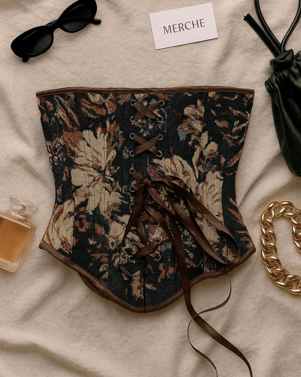 WRITTEN IN THE STARS BROWN JACQUARD CORSET