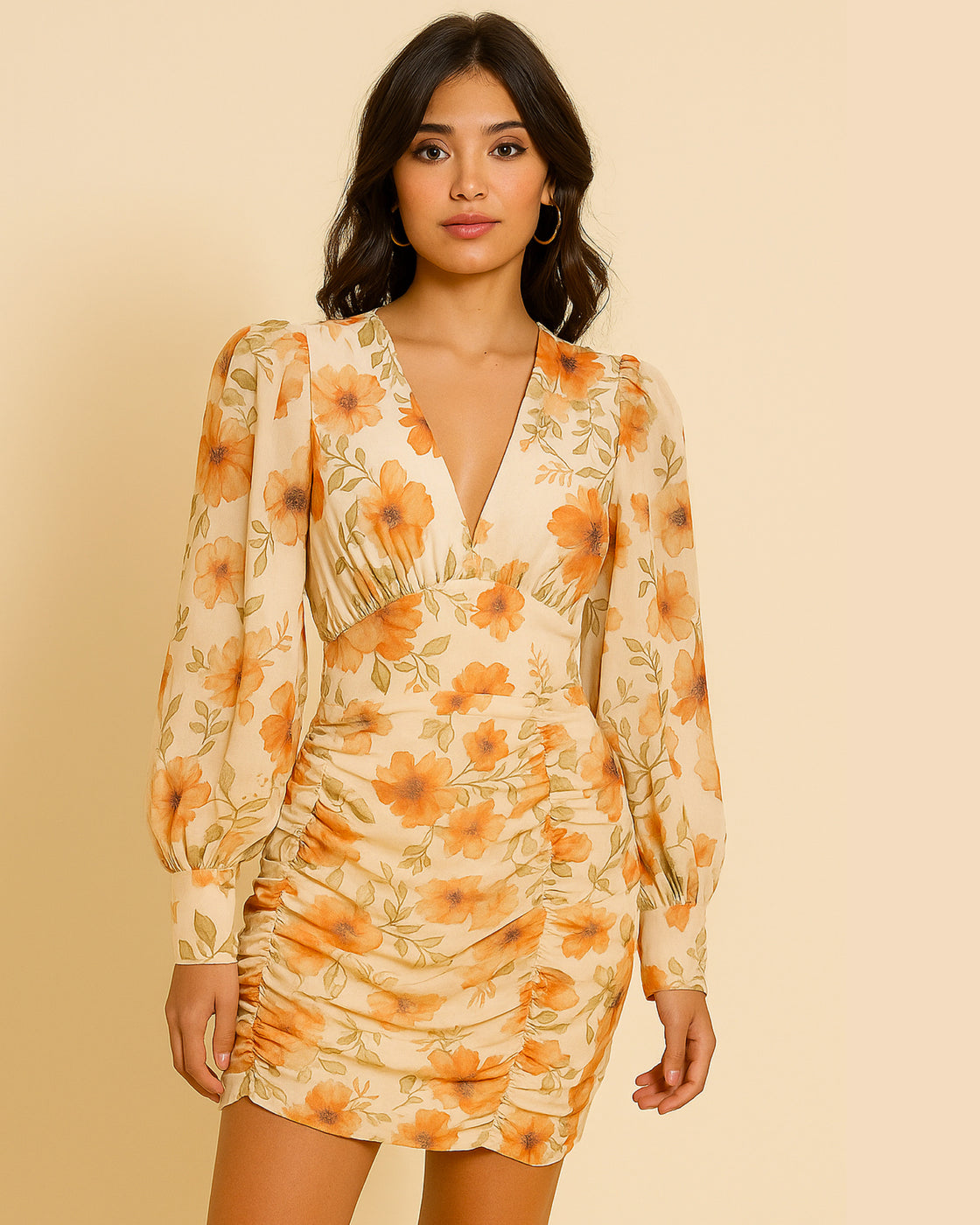 A LOVE LETTER FLORAL RUCHED DRESS