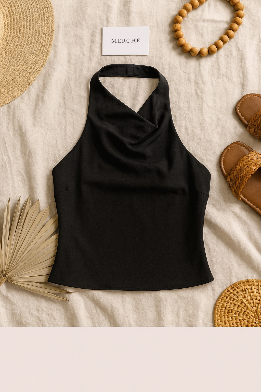 WHISPER NOTES BLACK BACKLESS COWL LUXE SATIN TOP