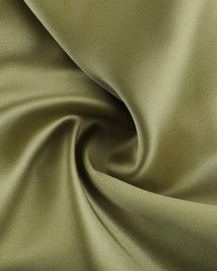 DAWN ON ME OLIVE LUXE SATIN BOW-BACK HALTERNECK TOP