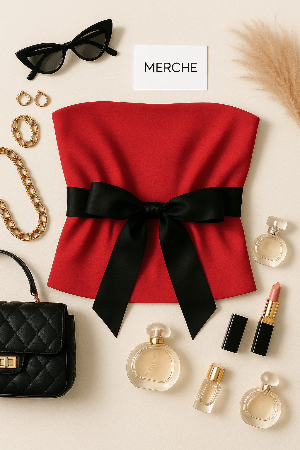 MARRY THE NIGHT RED BANDEAU TOP