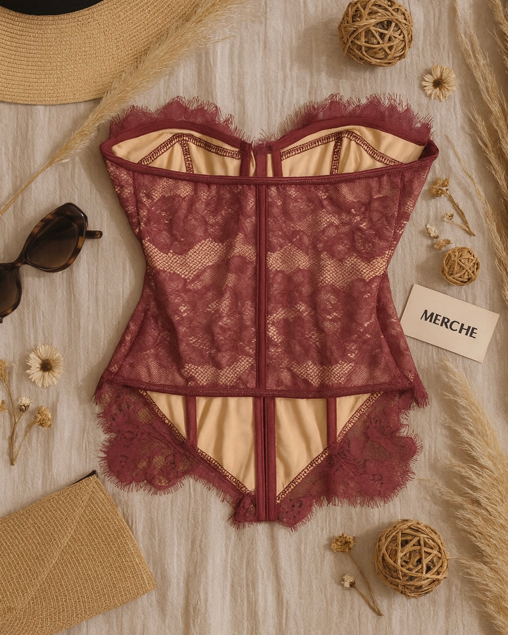 SHE IS ART LUXE RED LACE CORSET