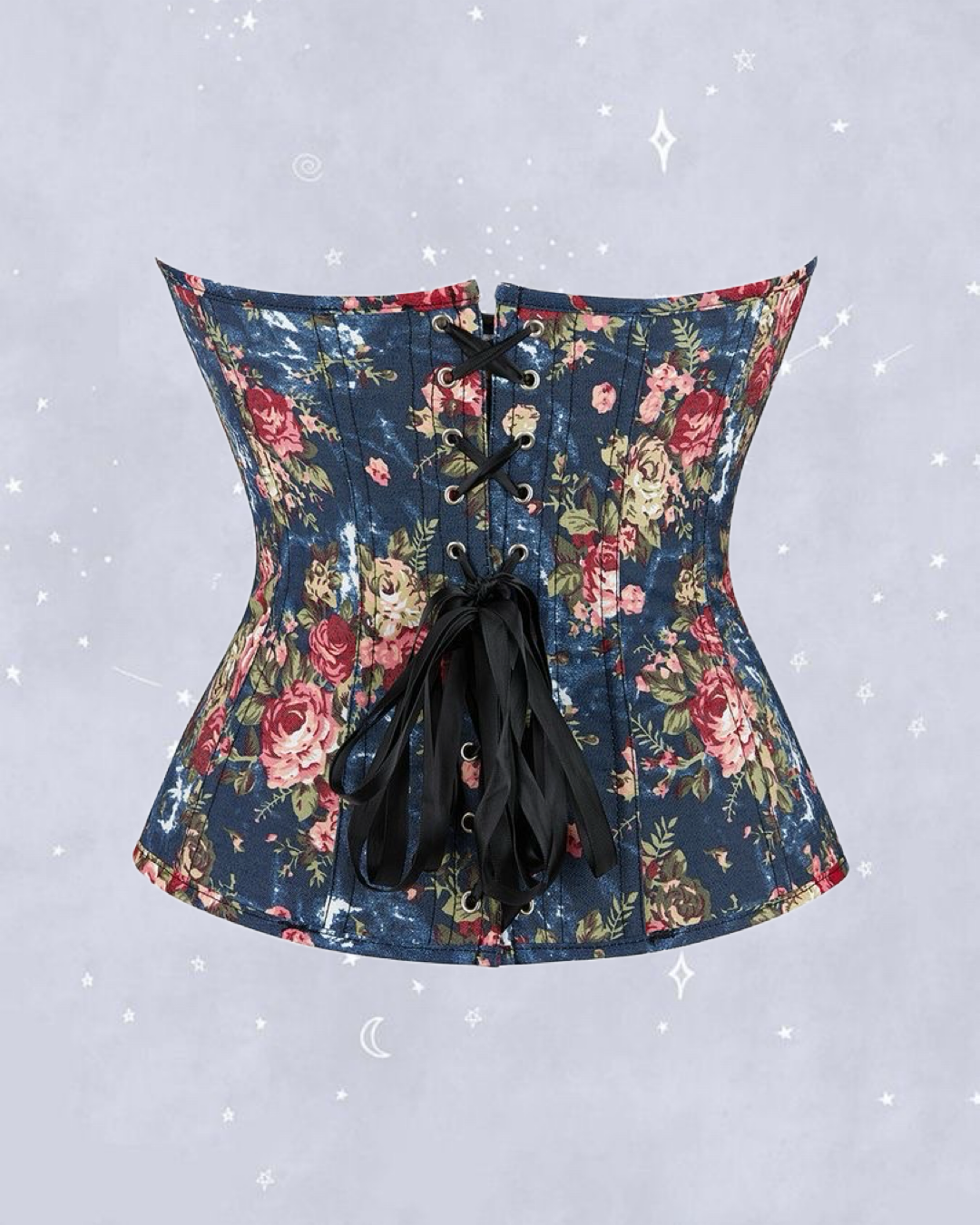 GIRLS WEEKEND DENIM FLORAL CORSET