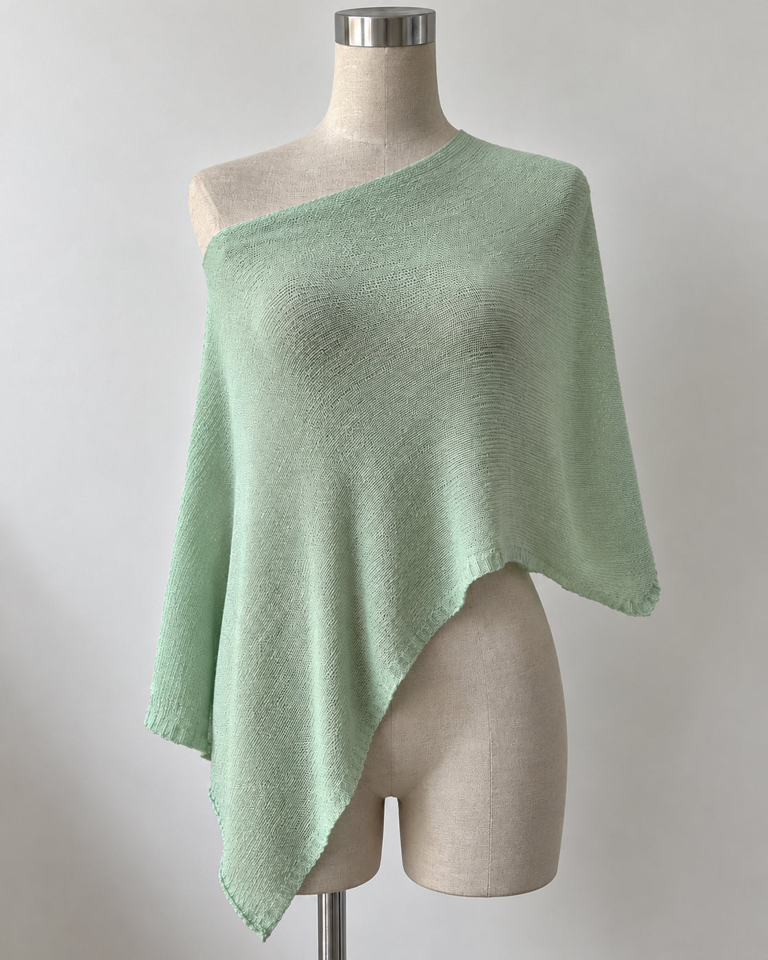 HIPPIE HOTTIE KNITTED LUXE PASTEL SAGE GREEN DRAPED PONCHO