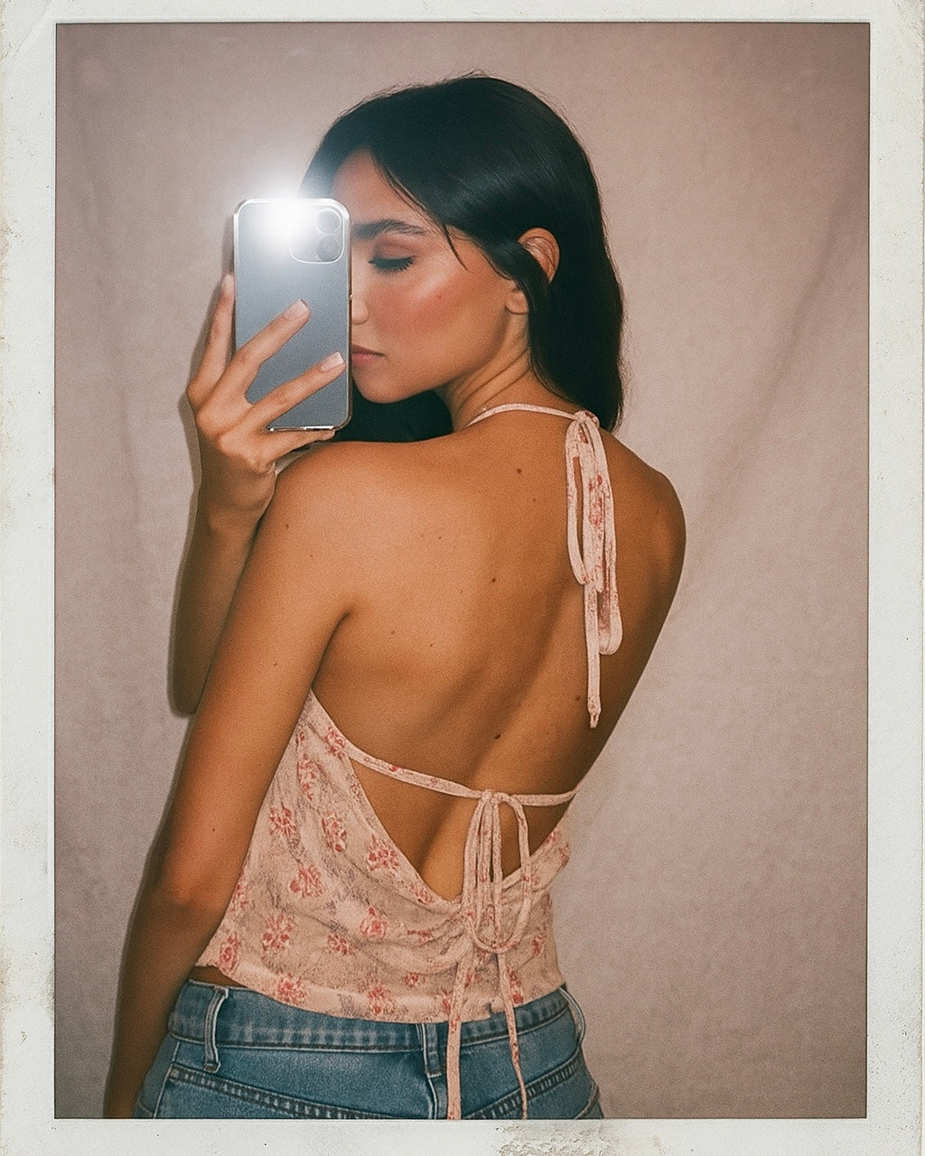 IN MY CITY FLORAL TIE-BACK COWL TOP