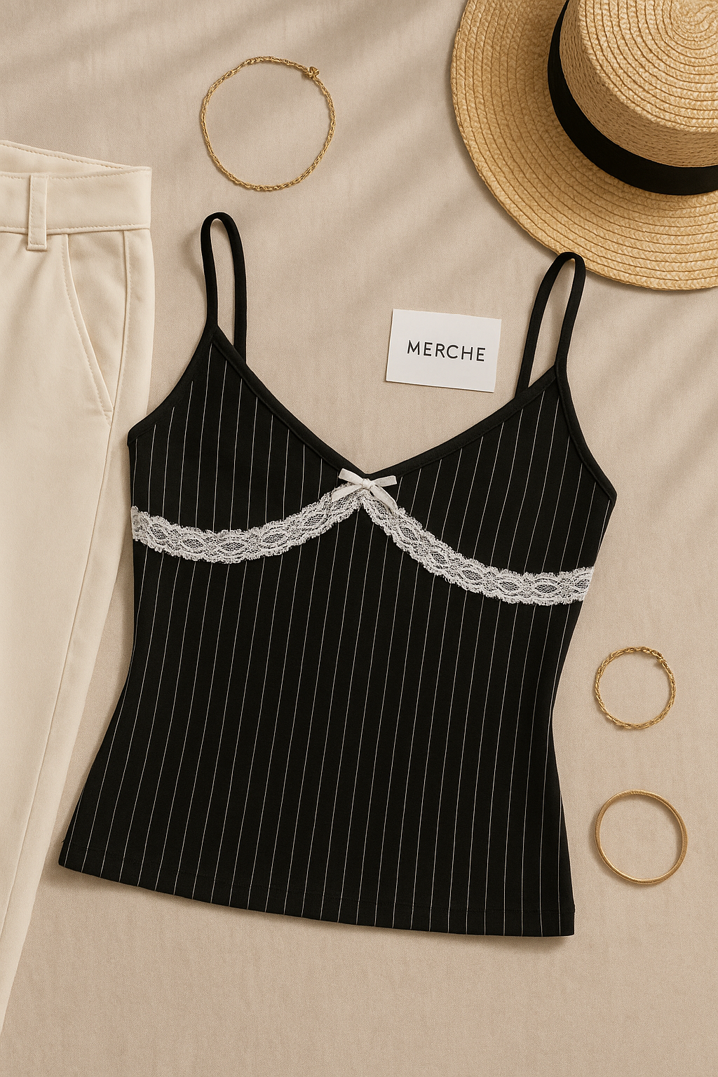 OFFSTAGE DRAMA STRIPED LUXE CAMI TOP