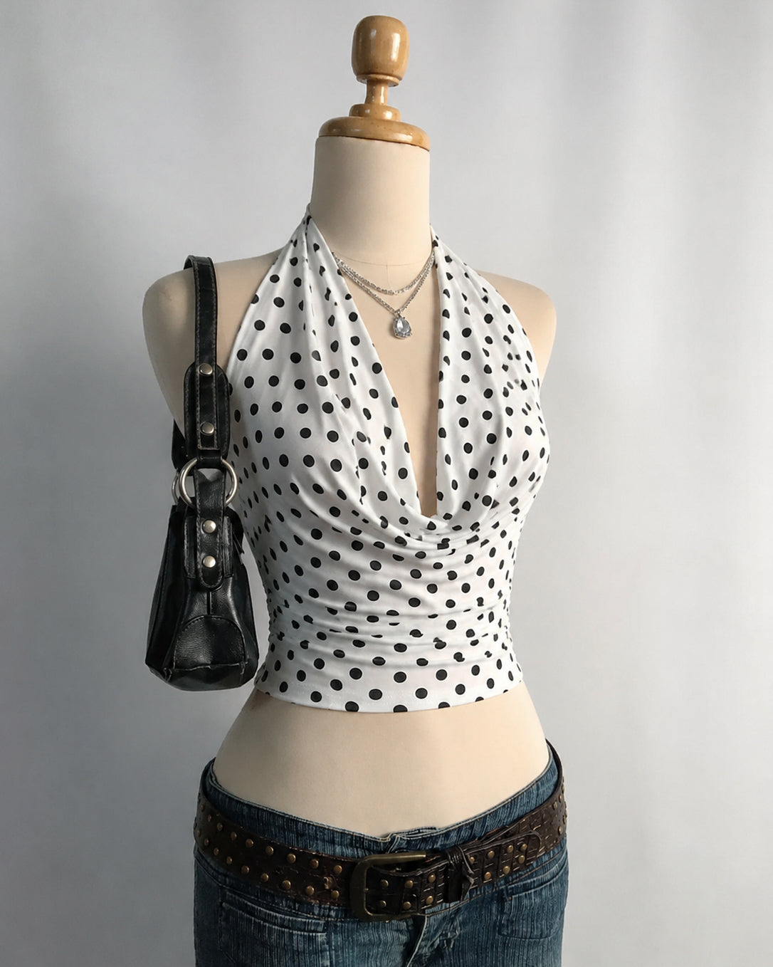 SAW YOU IN A MOVIE BACKLESS BOW-TIE HALTER TOP