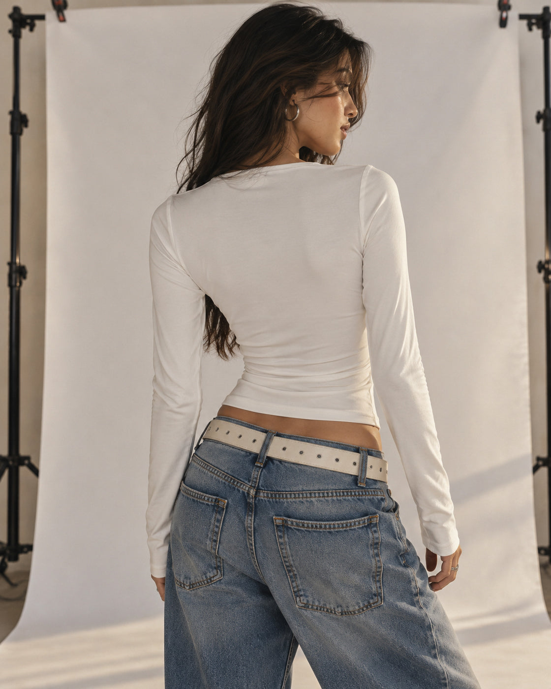 OUTER SPACE LACE-TRIMMED WHITE TOP