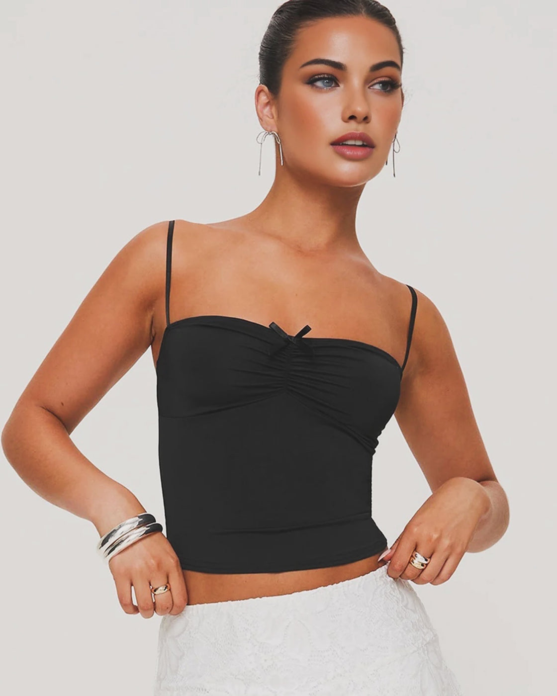 LETS JUST TALK BLACK CAMI TOP