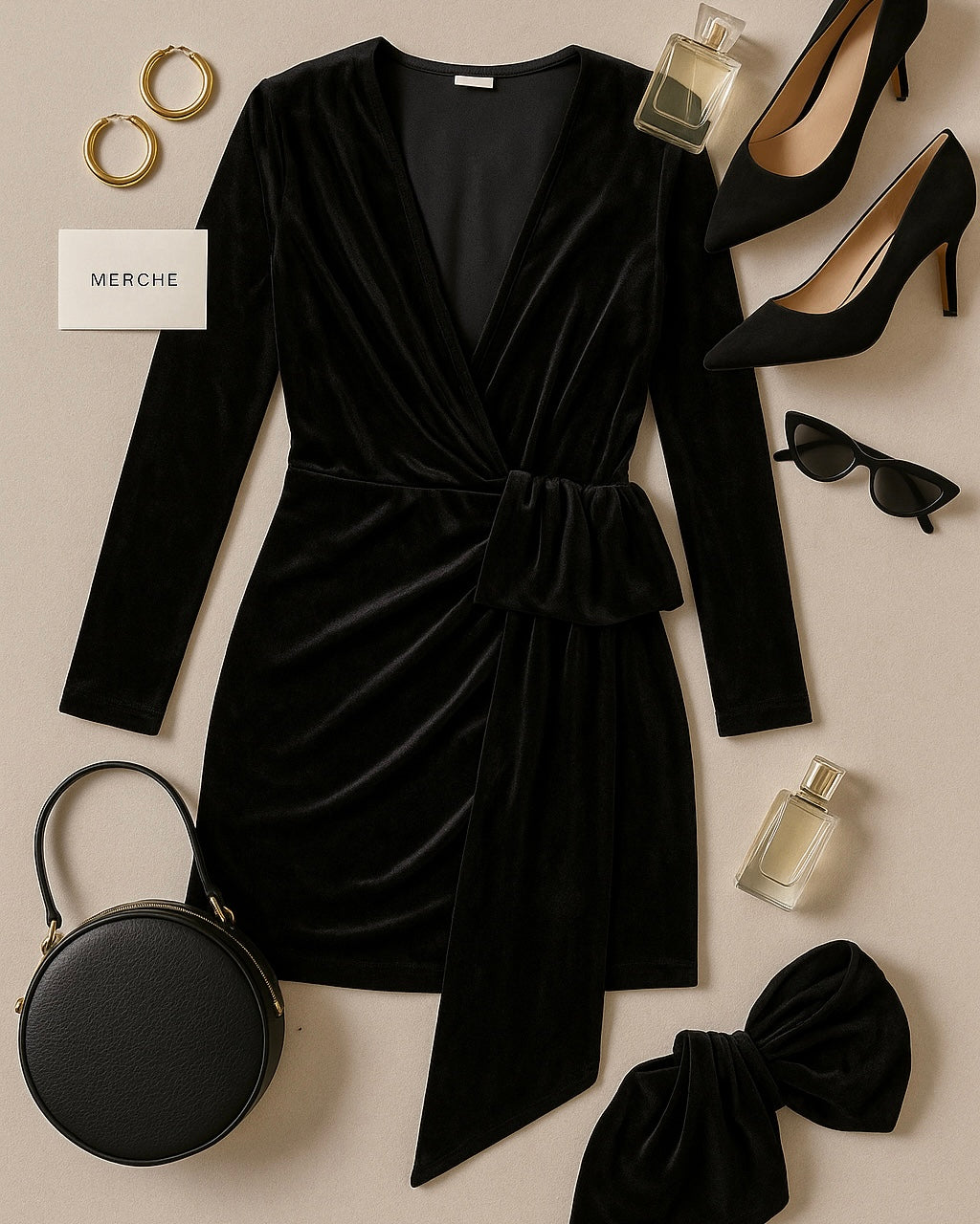 CANDLELIGHT MOMENT SASH DETAIL BLACK DRESS