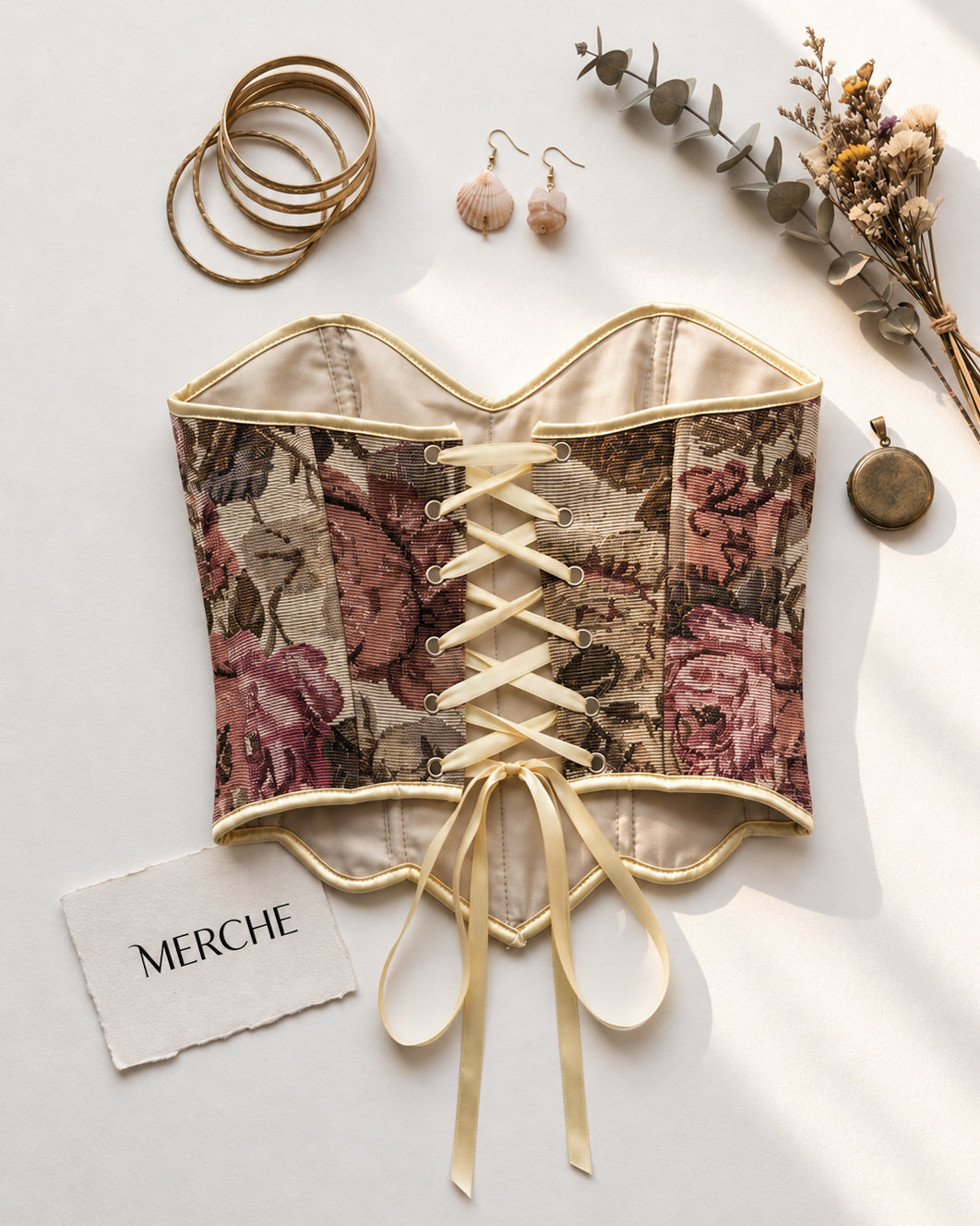 BARELY BEHAVING CURVED HEMLINE JACQUARD CORSET