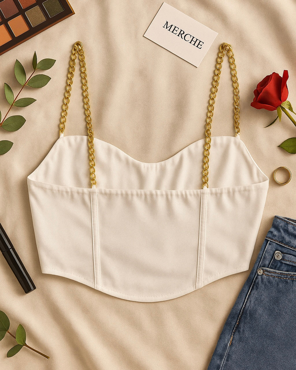 GOING VIRAL CHAIN DETAIL WHITE TOP