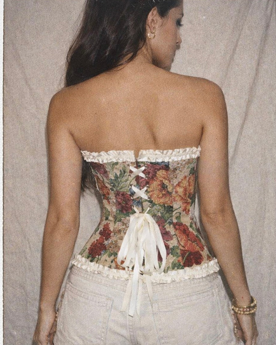 REGAL AND SASSY FLORAL JACQUARD CORSET