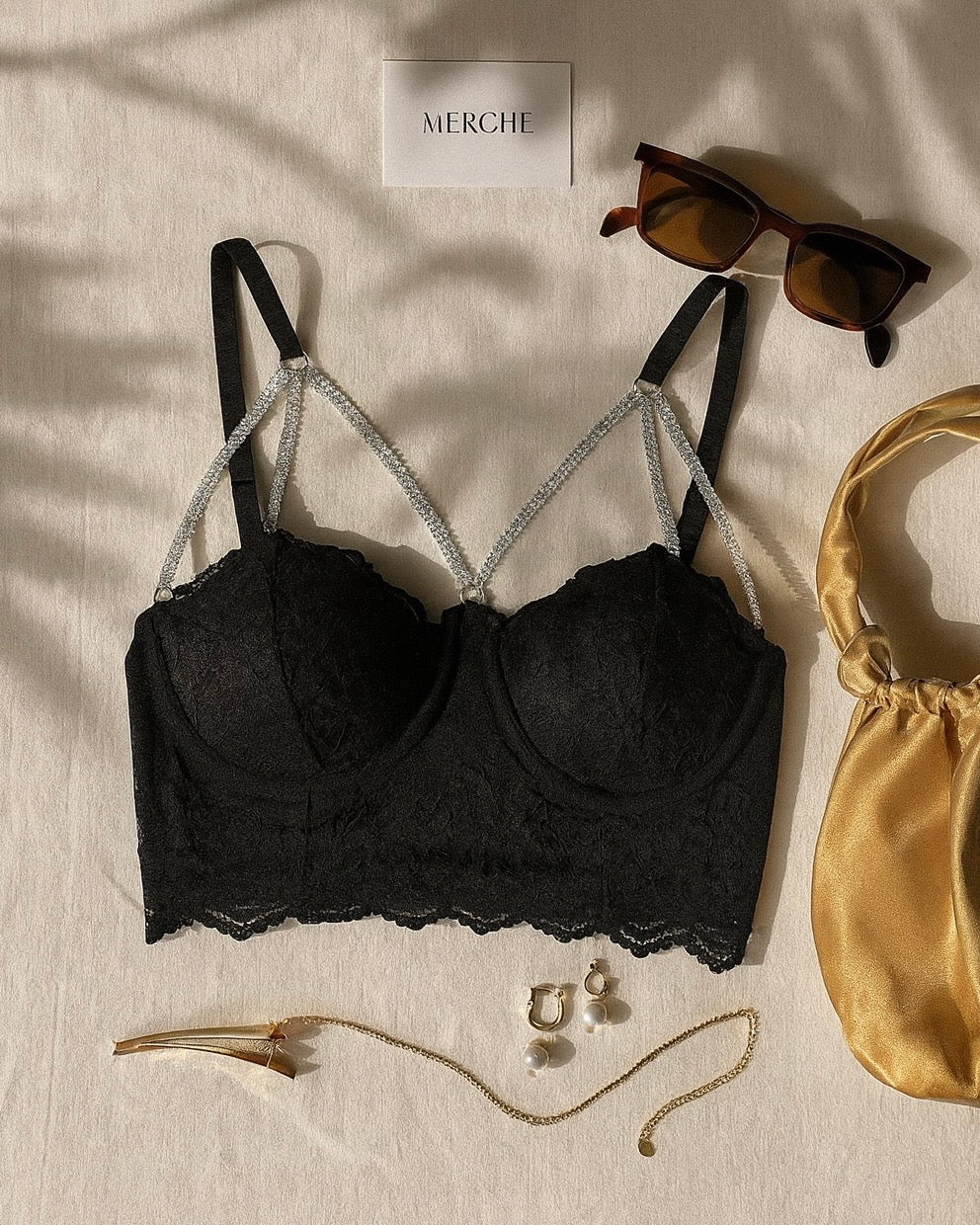 LATE NIGHTS DIAMOND DETAIL BRALETTE