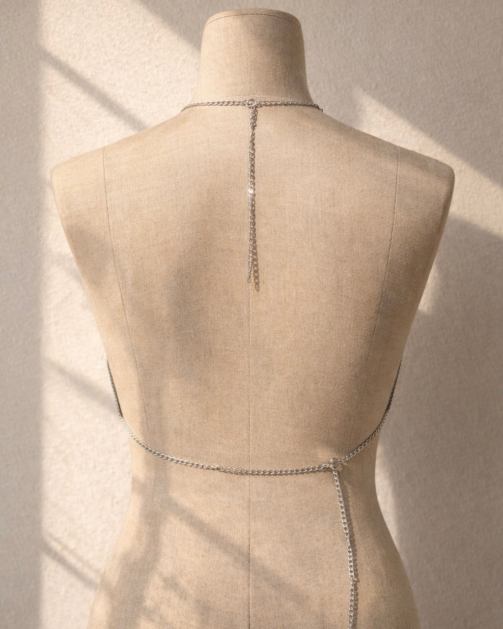 BEAT DROP METAL GREY RHINESTONE  HALTERNECK CHAIN TOP