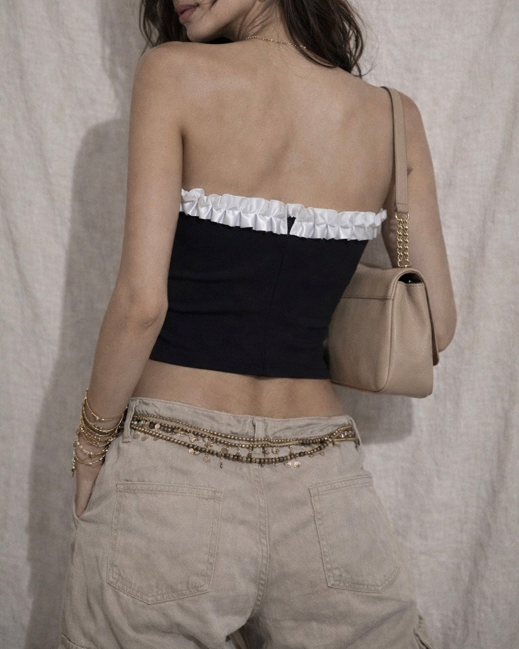 HAPPY ENDINGS RUFFLE BANDEAU TOP