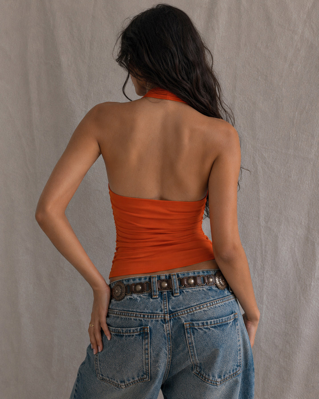 SUNBURN AND WAVES TANGERINE HALTERNECK TOP