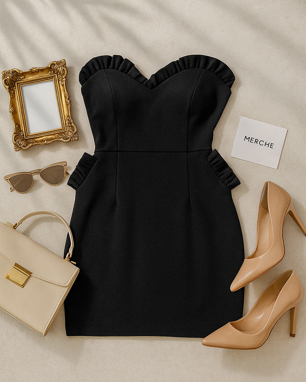 HERE SHE COMES BLACK LUXE BANDEAU TOP