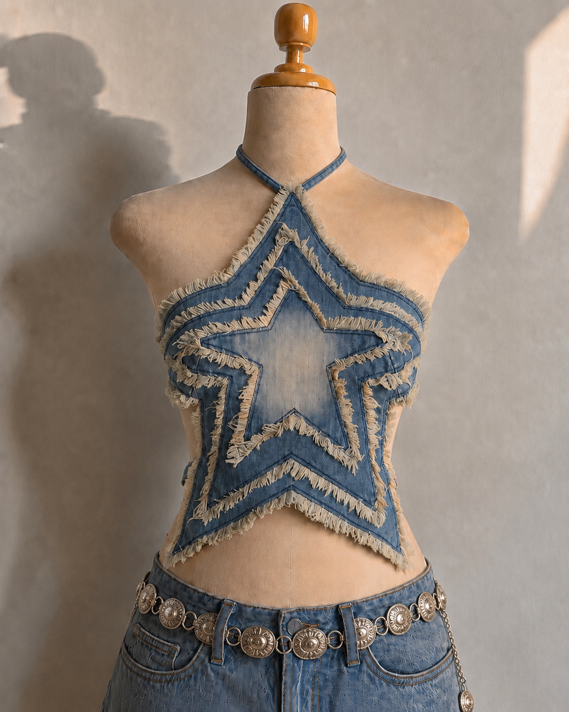 COSMOS YOUTH DENIM LUXE BACKLESS TOP