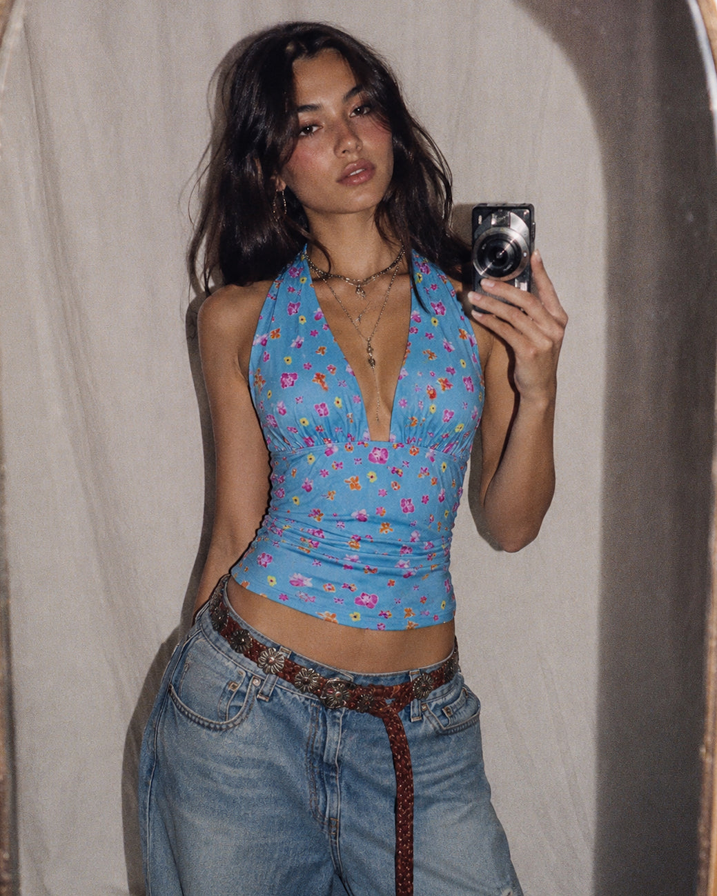 RESORT CORE FLORAL HALTERNECK TOP