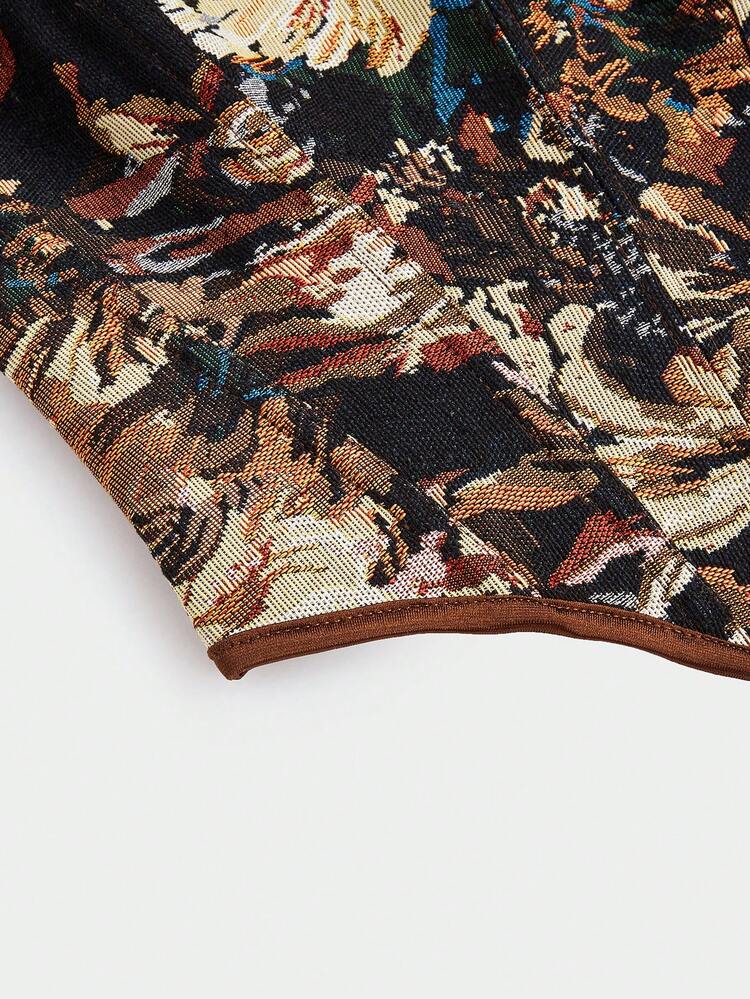 ITALIAN MOON BROWN JACQUARD CORSET