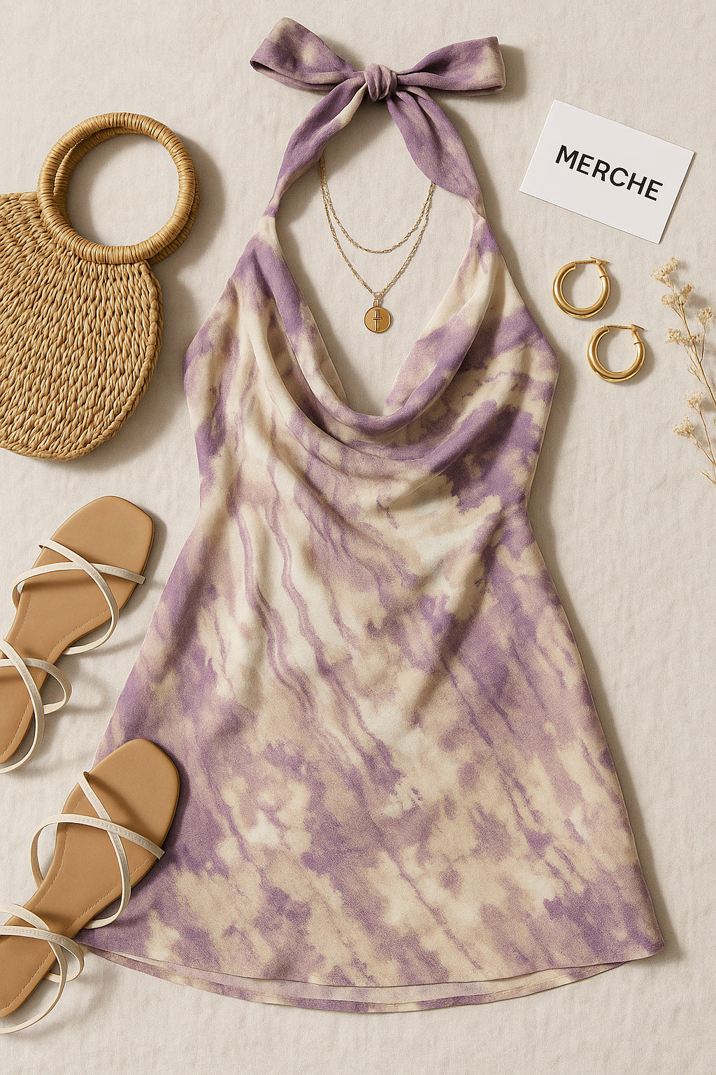 SIDEWALK TO RUNWAY PRINTED LILAC HALTERNECK DRESS