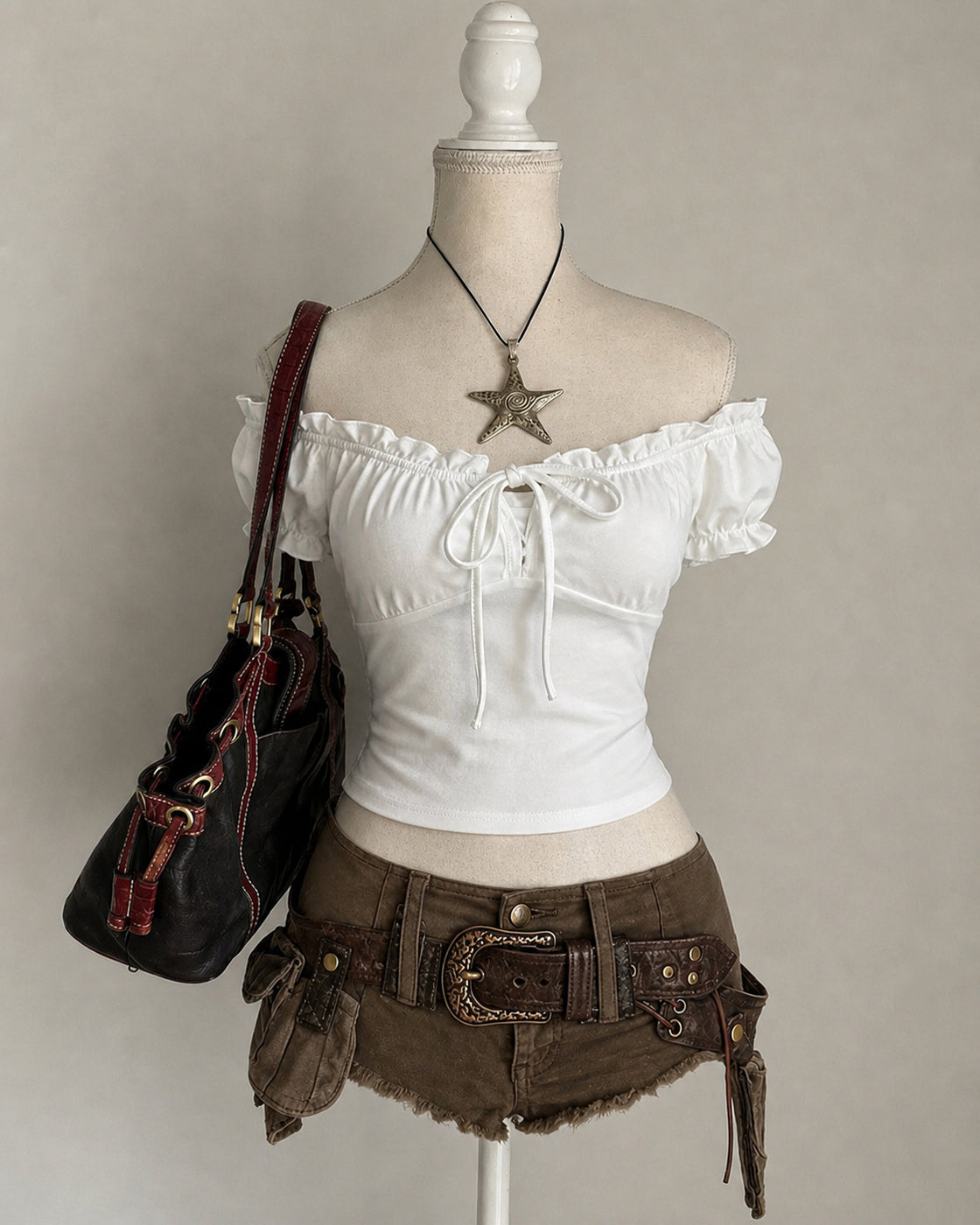 NOMAD DREAMS WHITE DRAWSTRING TOP