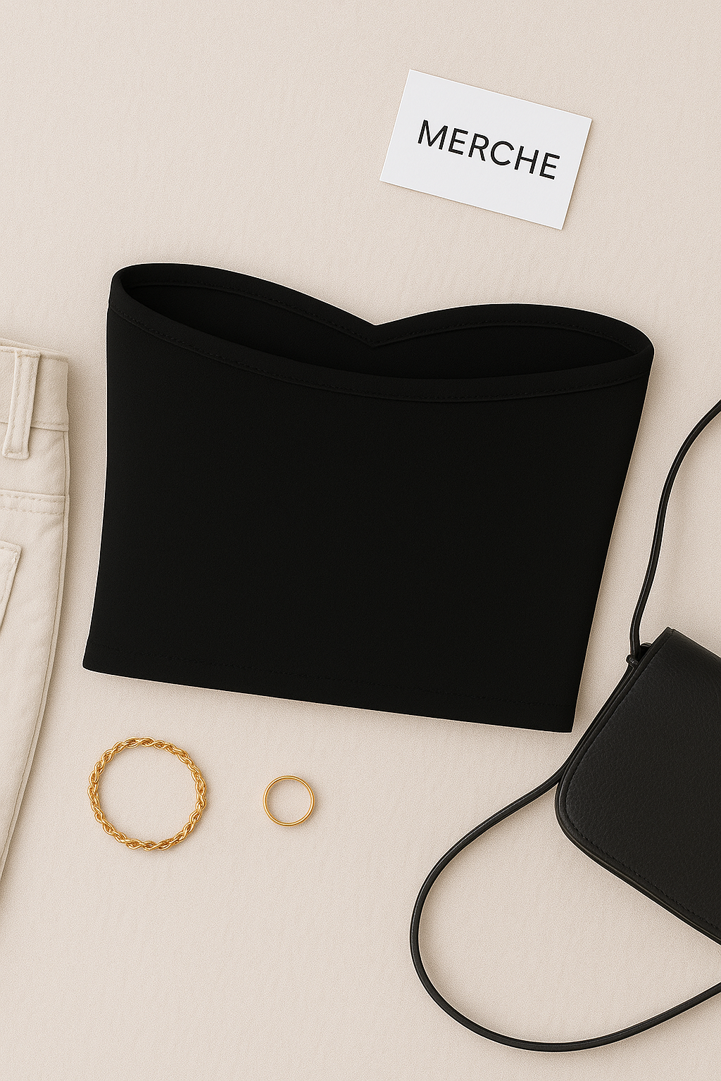 SLEEPLESS NIGHTS PADDED BLACK BANDEAU TOP