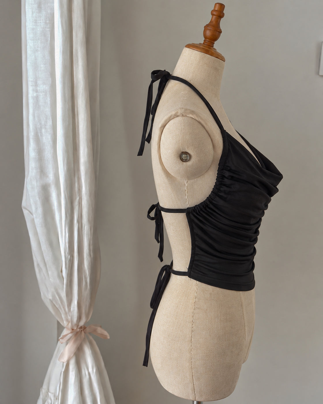 MY FAN CLUB DRAPED COWL BACKLESS HALTERNECK TOP