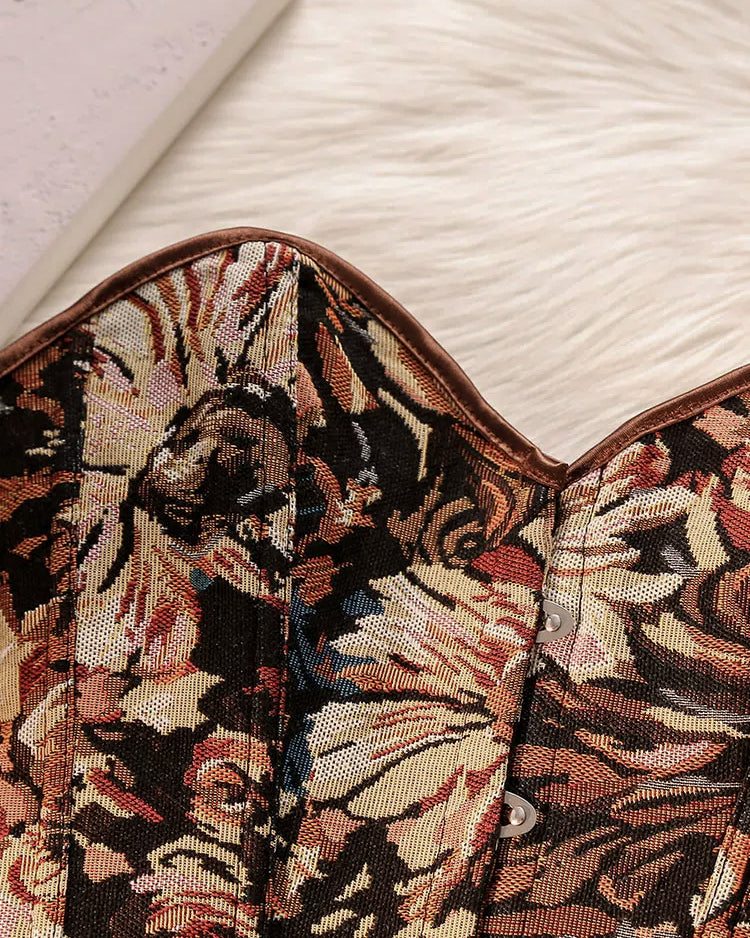 OWN ME BROWN JACQUARD CORSET