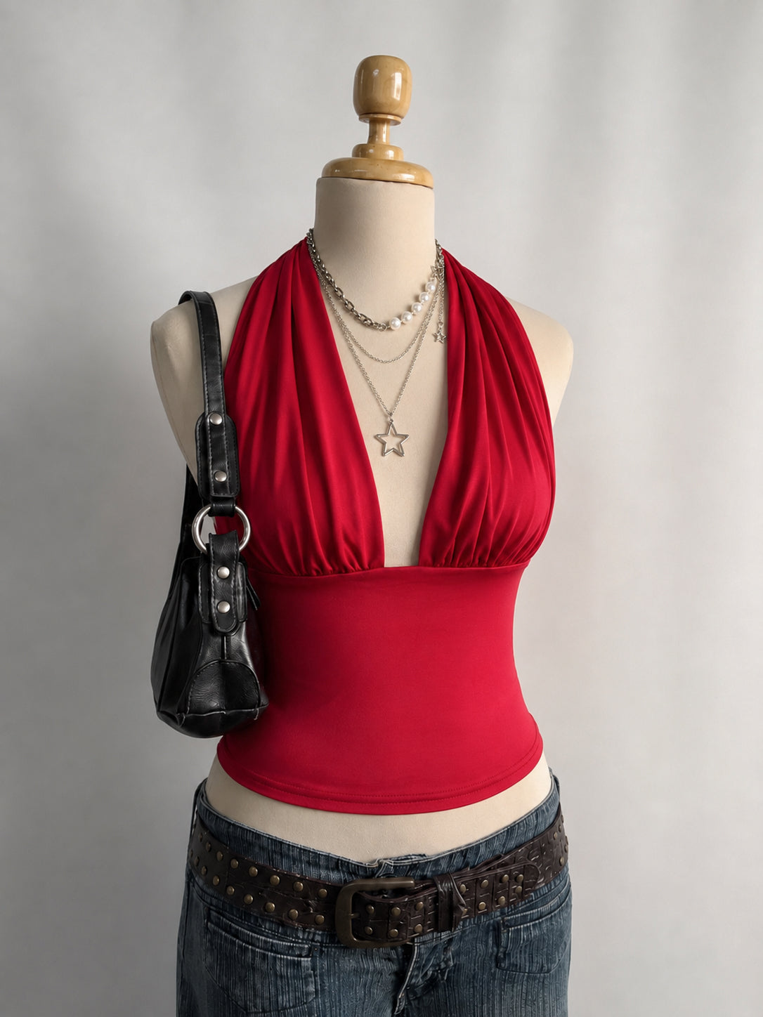 PAST LIFE LONG STRAPS MASSIVE BOW HALTERNECK TOP