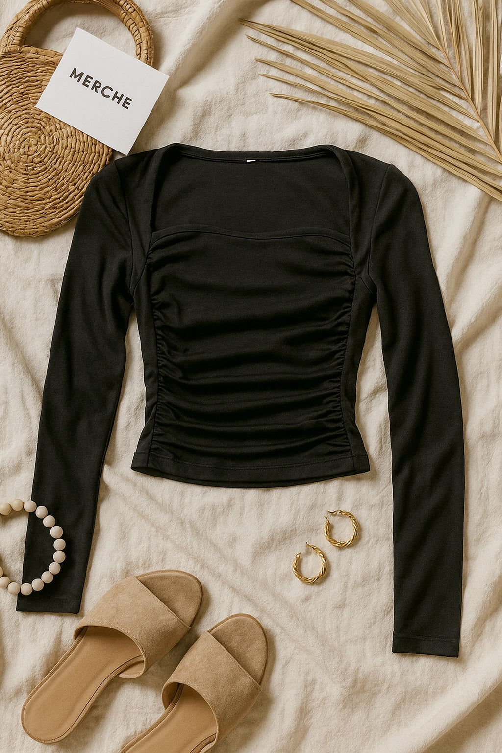 EXPLORE VICES BLACK RUCHED TOP