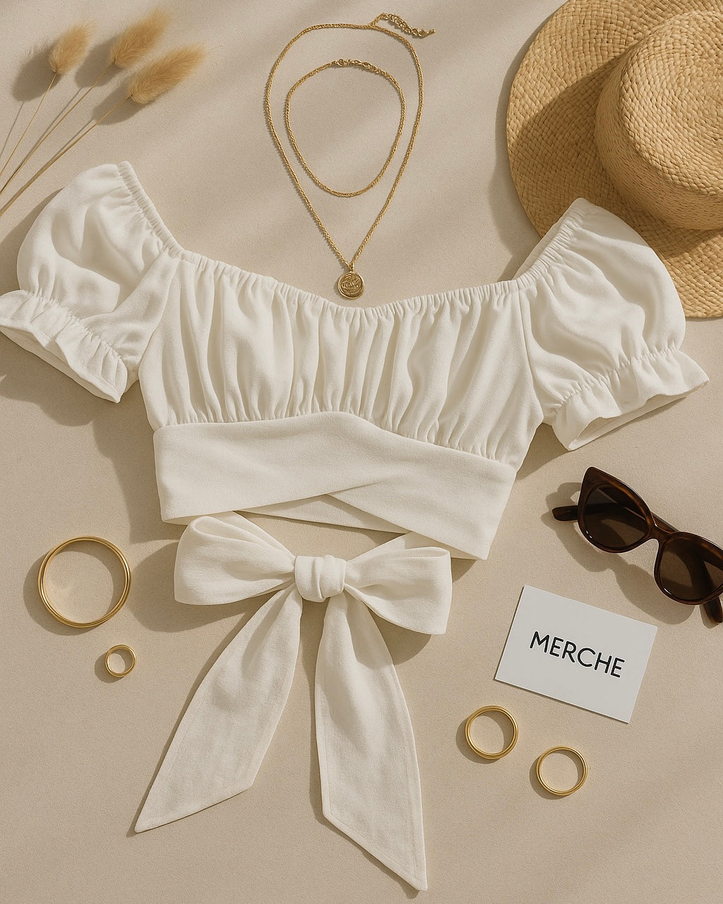 SUN STRING WHITE BOW-TIE TOP