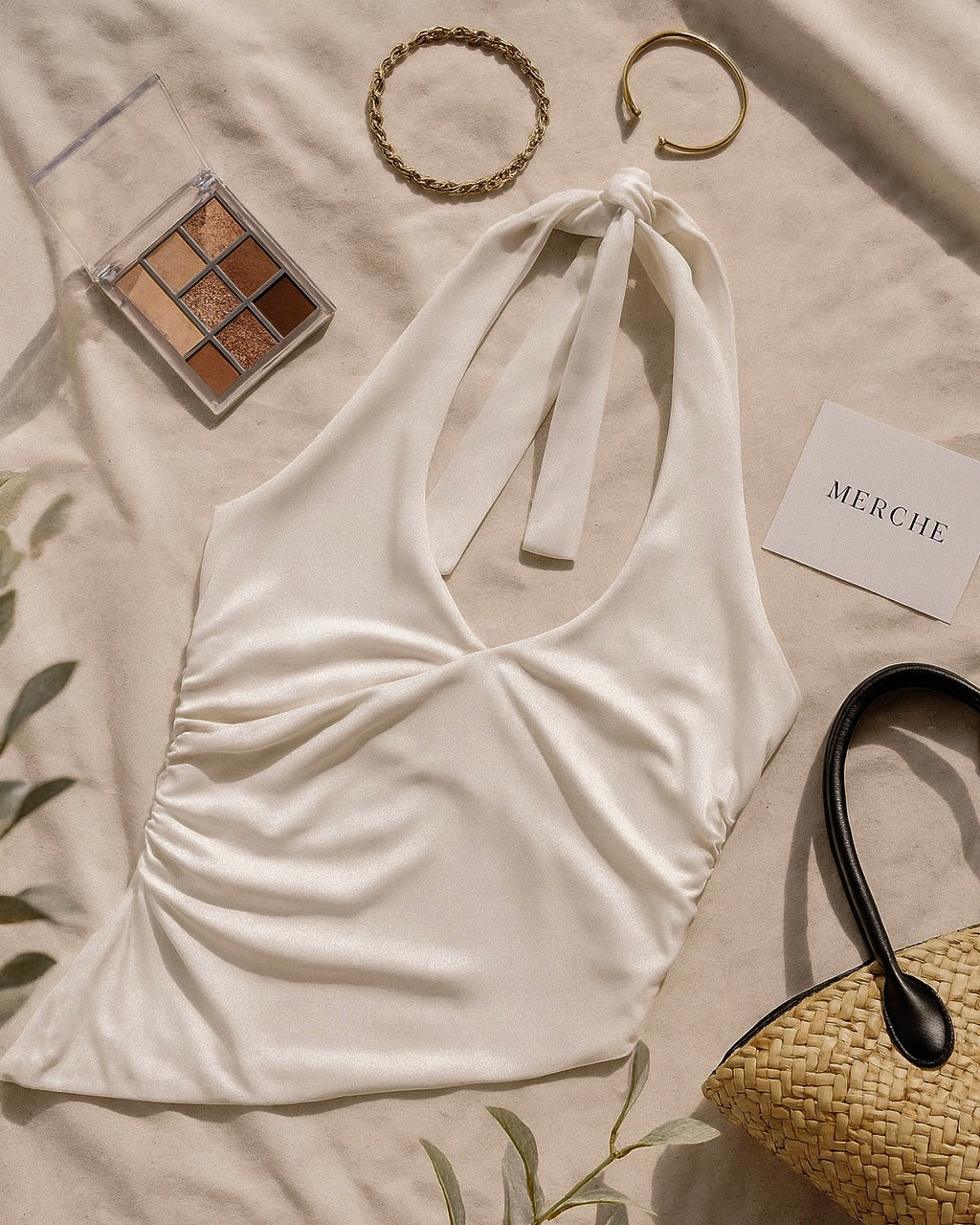 BALI BABY WHITE ASYMMETRICAL HALTERNECK TOP