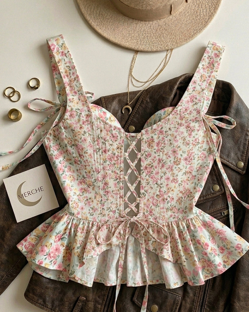 BREW OF LOVE CORSETED PASTEL TOP