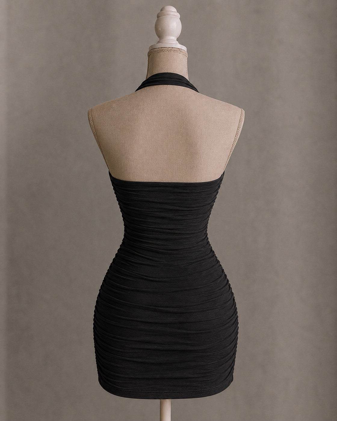 GIRLS WHO GET IT BLACK RUCHED HALTERNECK DRESS