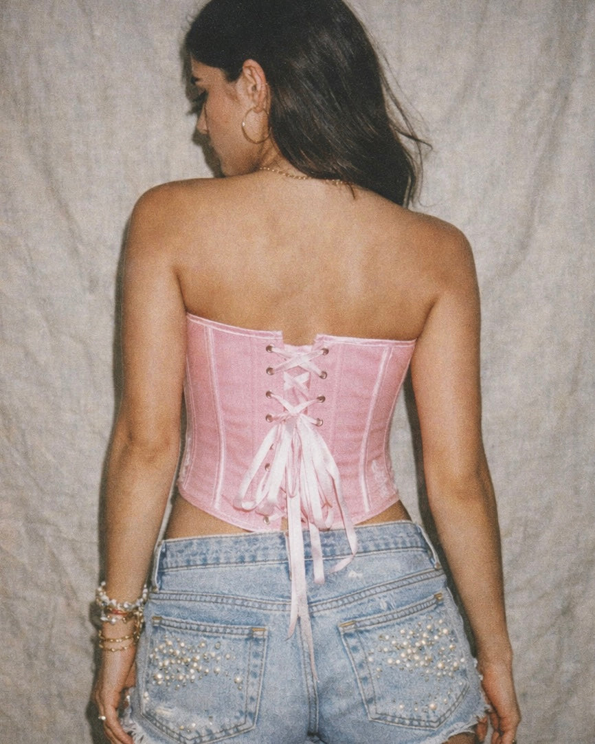 BRAT ENERGY BONING BABY PINK CORSET