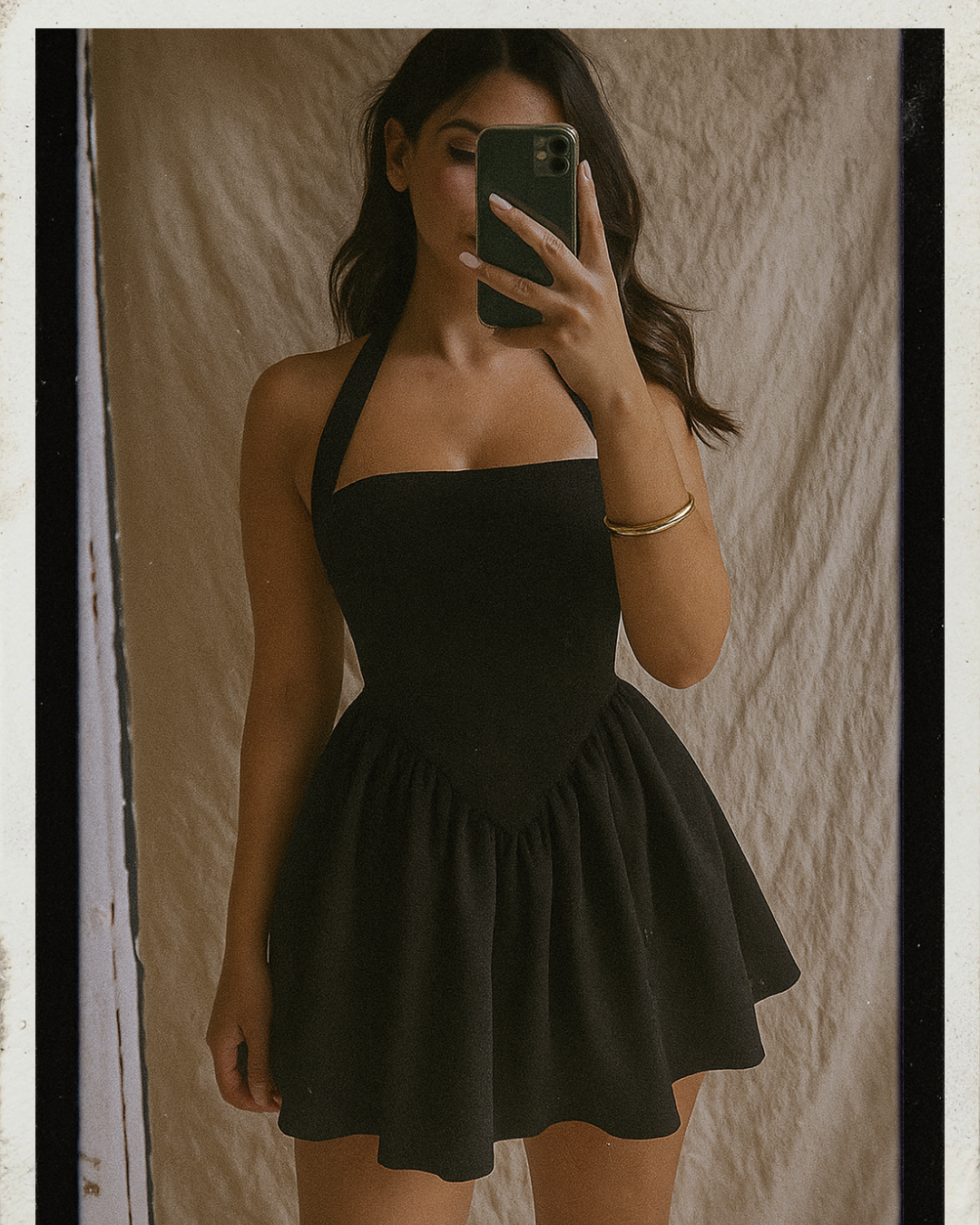 NAUGHTY OR NICE BLACK HALTERNECK DRESS