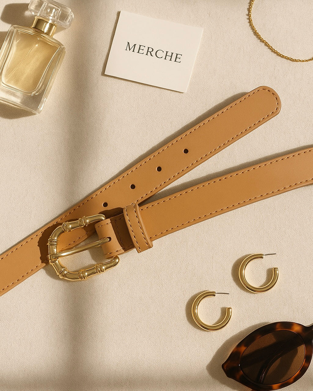 BUCKLE CRUSH LIGHT BROWN BELT