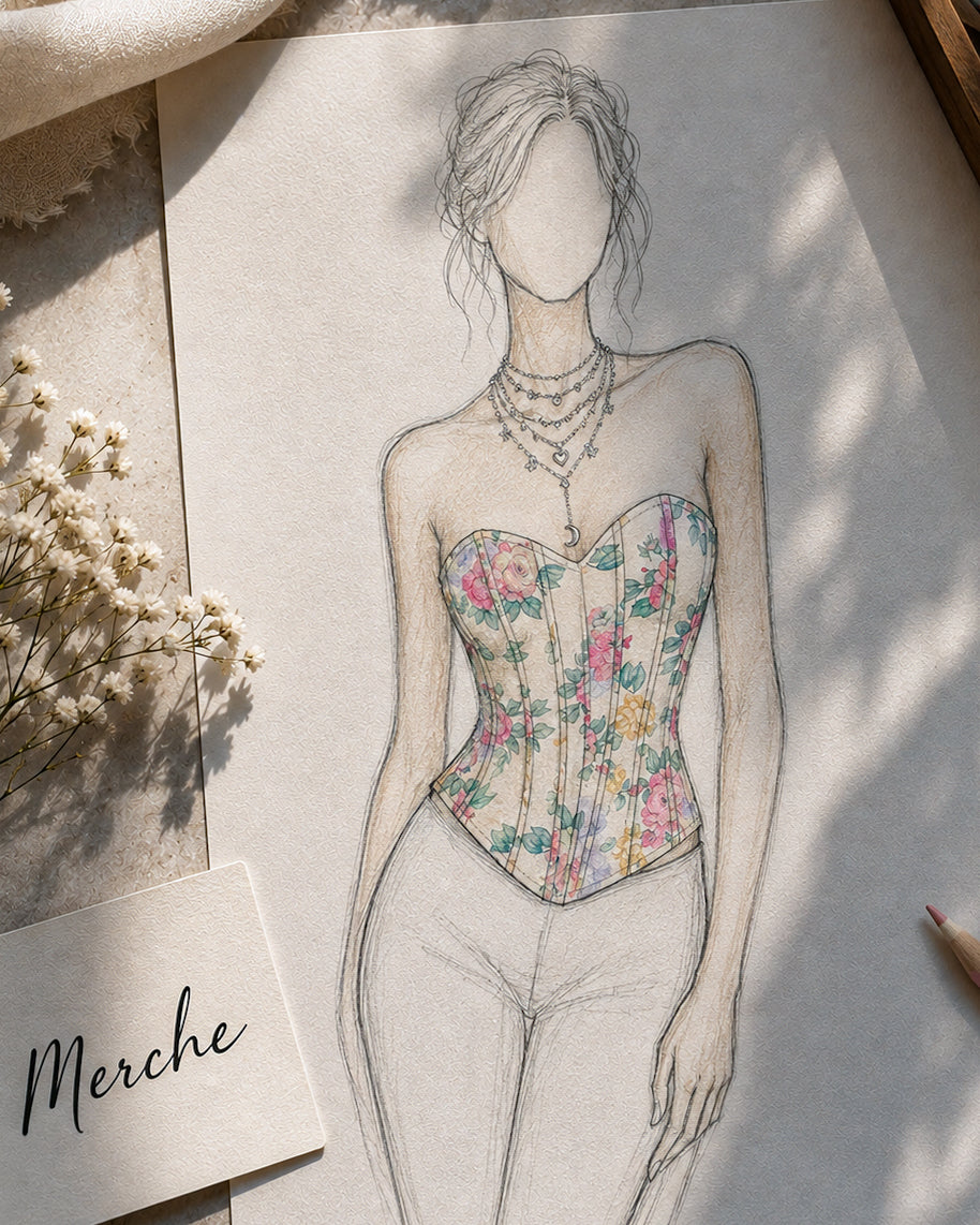 BLOOM OR GO HOME BONING DETAIL FLORAL CORSET
