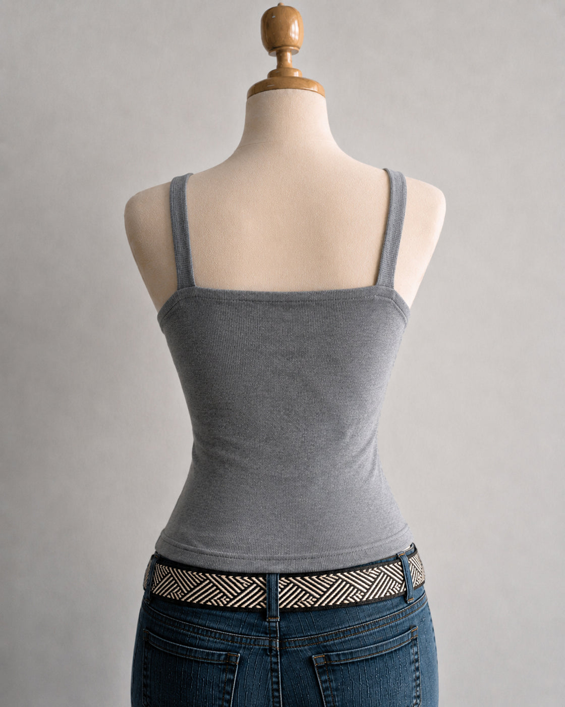 CUTE BUT FERAL APPLIQUE LUXE GREY ASYMMETRICAL CAMI TOP