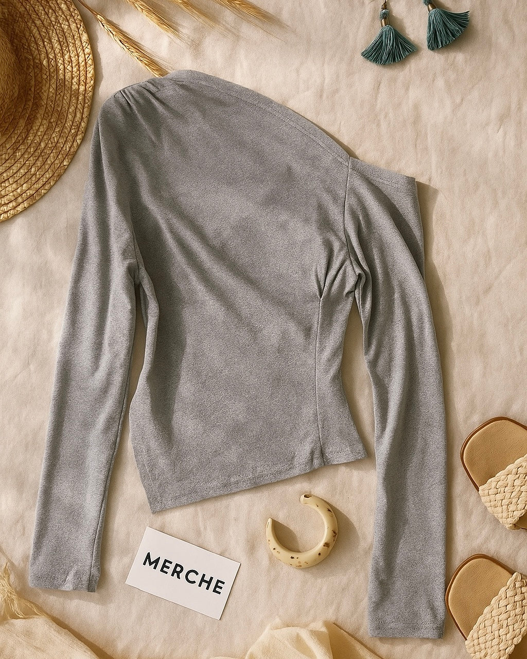 NONE OF YOUR BUSINESS ASYMMETRICAL GREY TOP