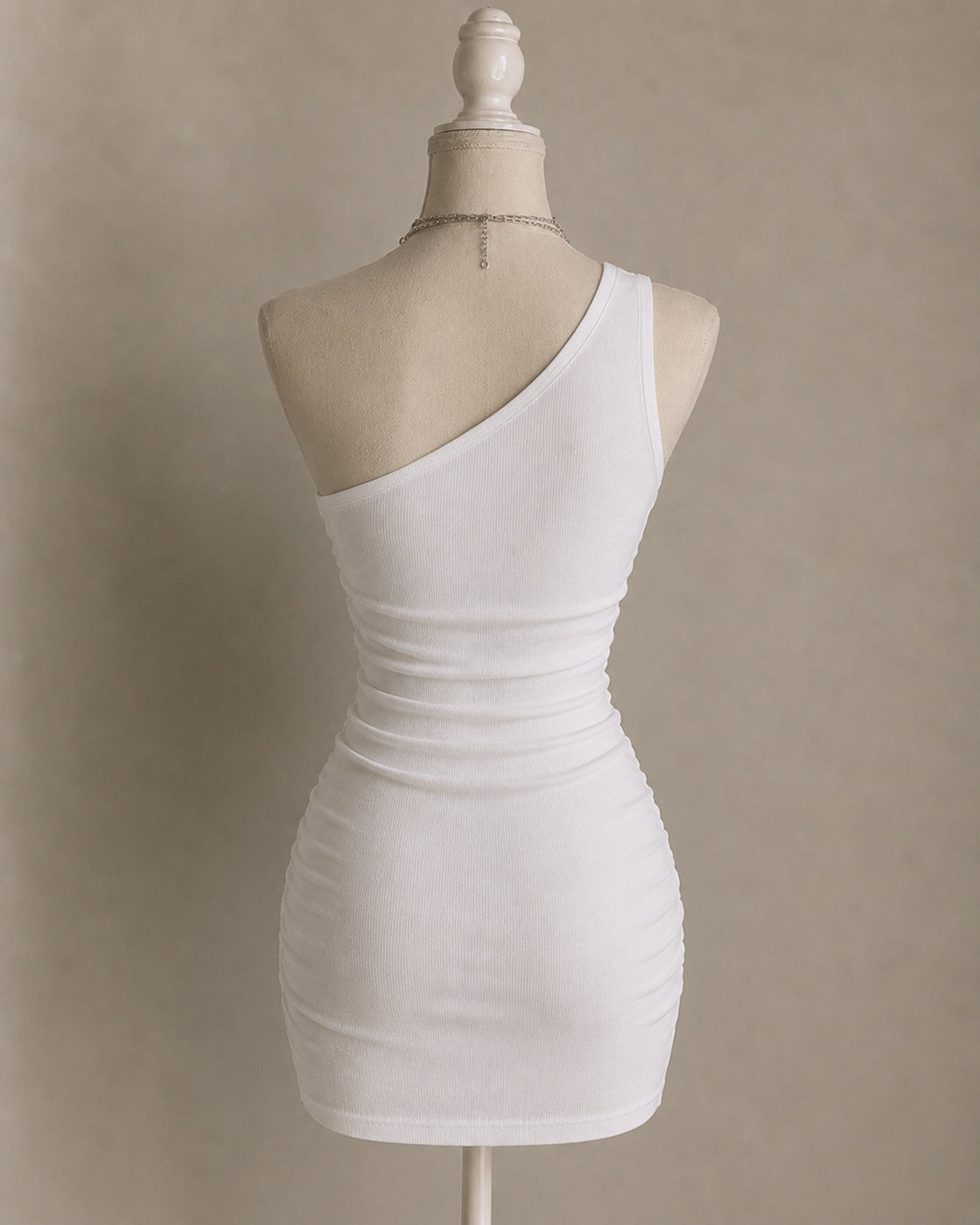 ALBANIAN SUMMER ONE-SHOULDER RIBBED DRESS