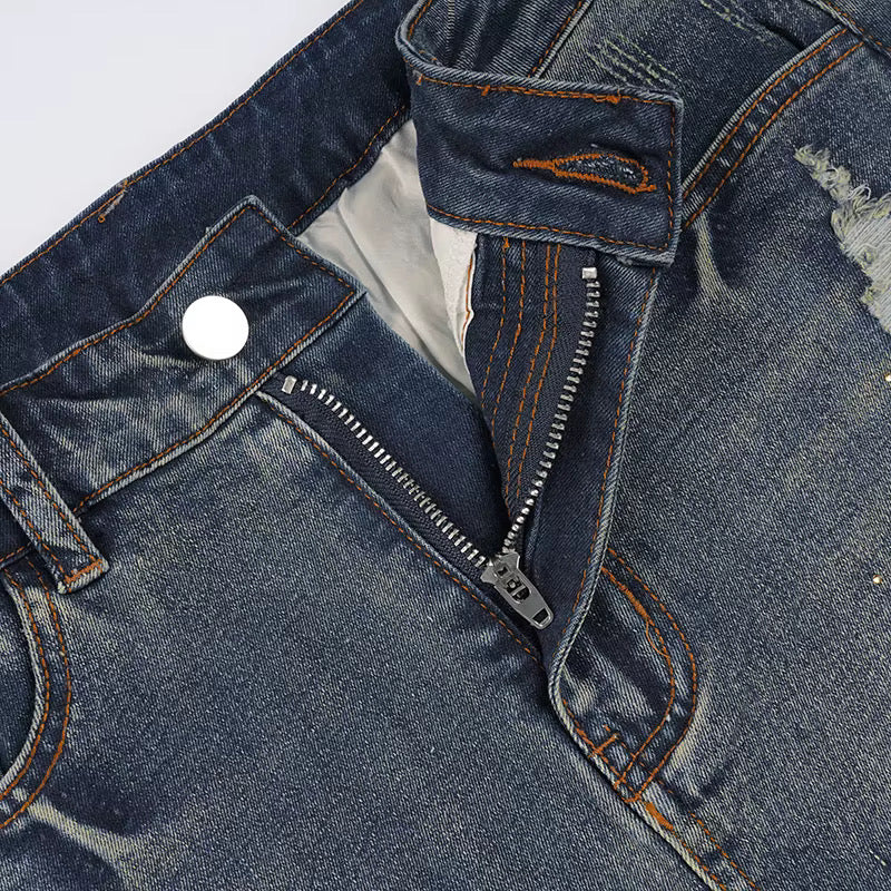 LIGHTS OUT EMBELLISHED DENIM MINI SKIRT