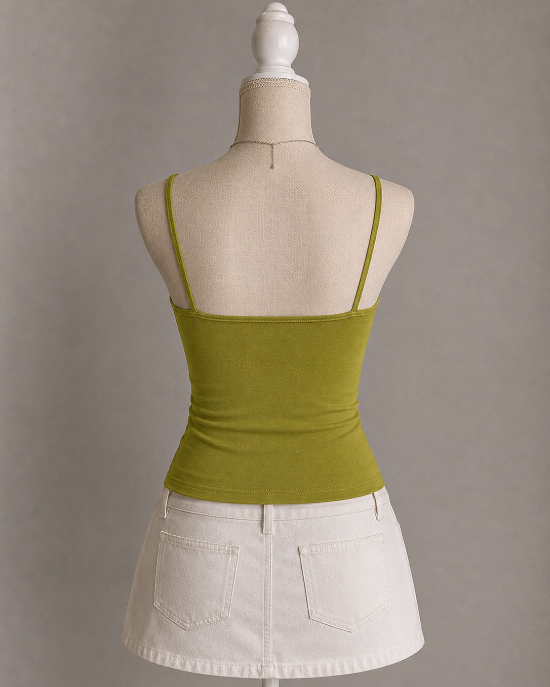 CUTE AND PSYCHO SLOGAN EMBROIDERED LIME GREEN CAMI TOP