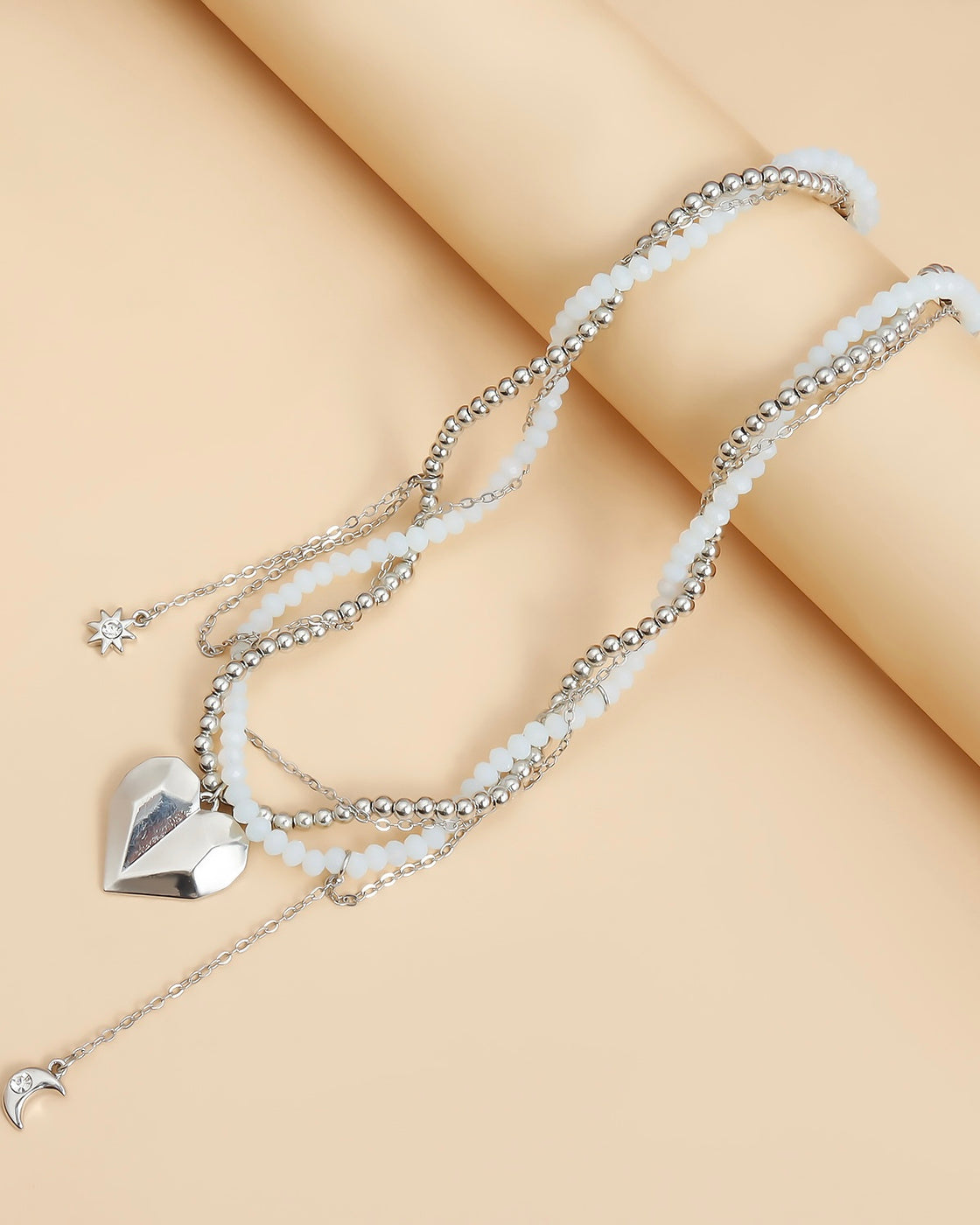 NO SWEETHEART CELESTIAL BEADED LAYERED NECKLACE