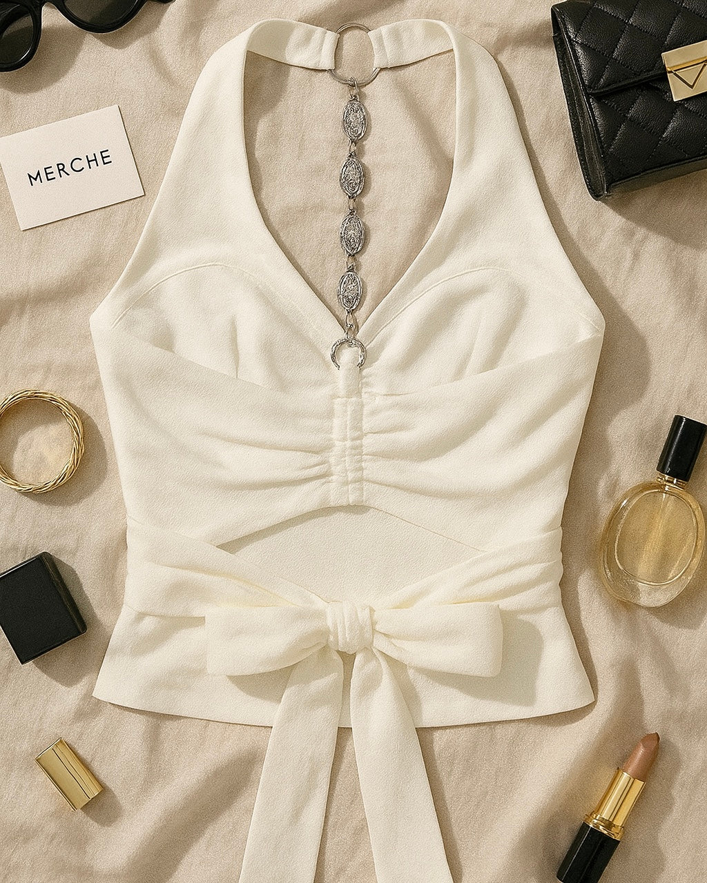 BACKTALK BABE PADDED METAL DETAIL LUXE WHITE TOP